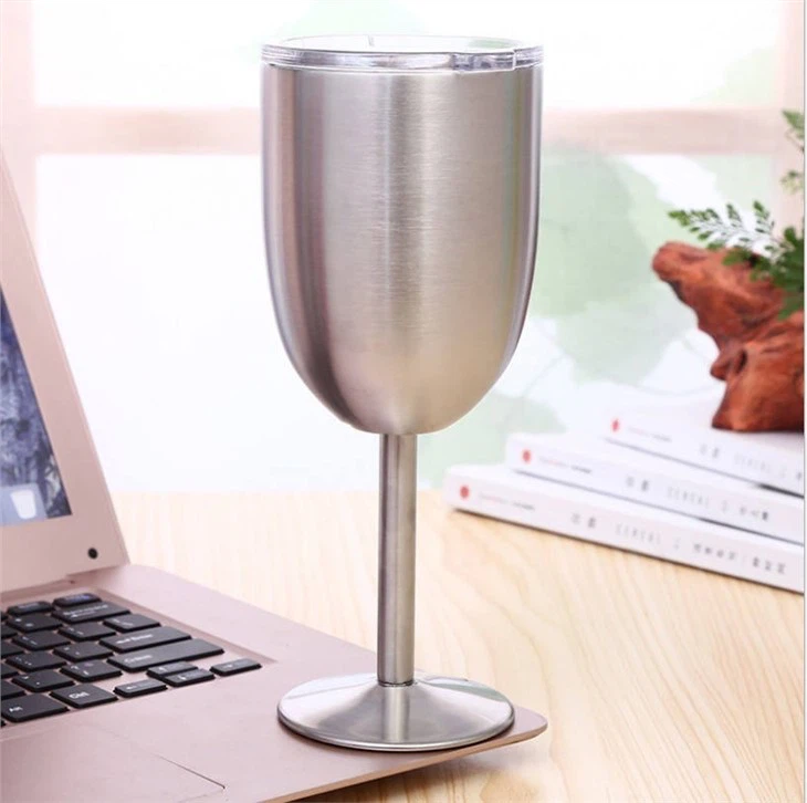 10oz Double Wall Stainless Steel Wine Tumbler With Lid