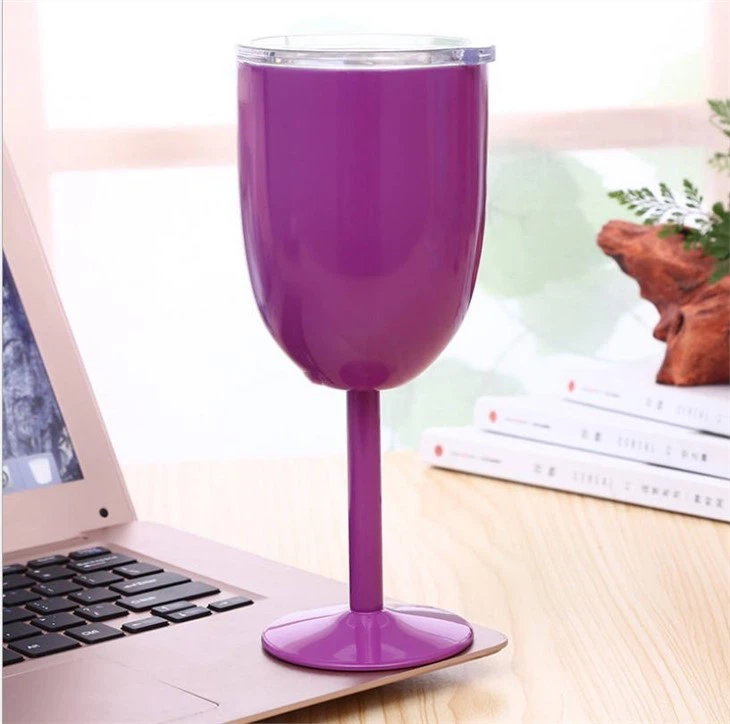 10oz Double Wall Stainless Steel Wine Tumbler With Lid